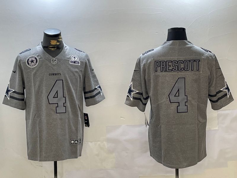 Men Dallas Cowboys #4 Prescott Grey Throwback 2024 Nike Limited NFL Jersey style 4